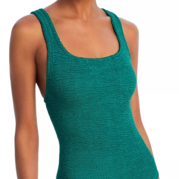 NWT! Hunza G London Emerald Green Crinkle One Piece Swimsuit NEW! - Picture 3 of 3